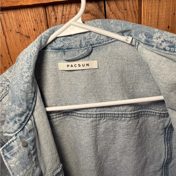 PacSun Men’s Light Wash Paisley Print Denim Jacket Size L - Picture 12 of 16